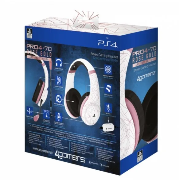 4GAMERS PS4 STEREO GAMING HEADSET ROSE GOLD EDITION - ABSTRACT WHITE (PS4)